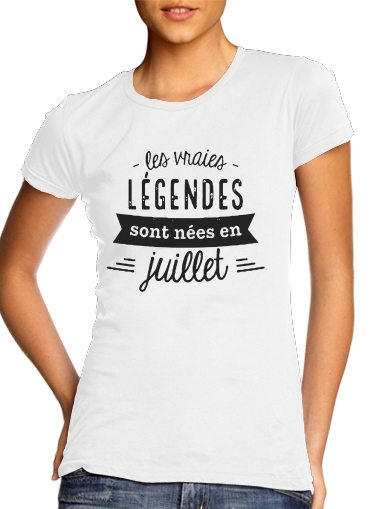  Les vraies legendes sont nees en juillet para T-shirt branco das mulheres