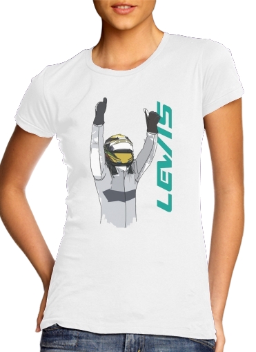  Lewis Hamilton F1 para T-shirt branco das mulheres