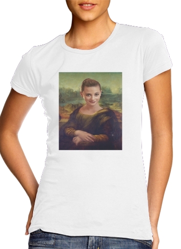  Lili Reinhart Mashup Mona Lisa Joconde para T-shirt branco das mulheres