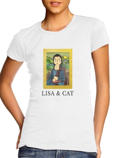  Lisa And Cat para T-shirt branco das mulheres