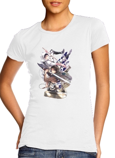 Livai Attack on Titan para T-shirt branco das mulheres