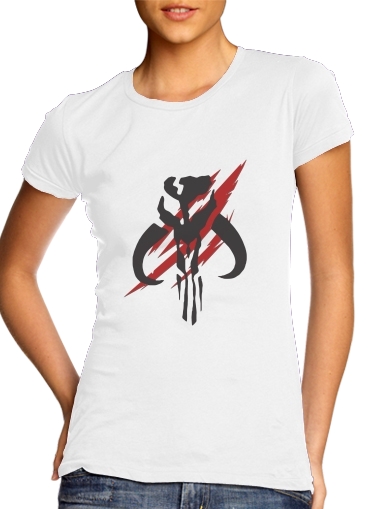  Mandalorian symbol para T-shirt branco das mulheres