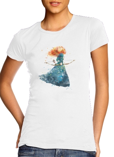  Merida Watercolor para T-shirt branco das mulheres