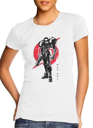  Metroid Galactic para T-shirt branco das mulheres