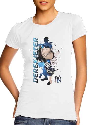  MLB Legends: Derek Jeter New York Yankees para T-shirt branco das mulheres