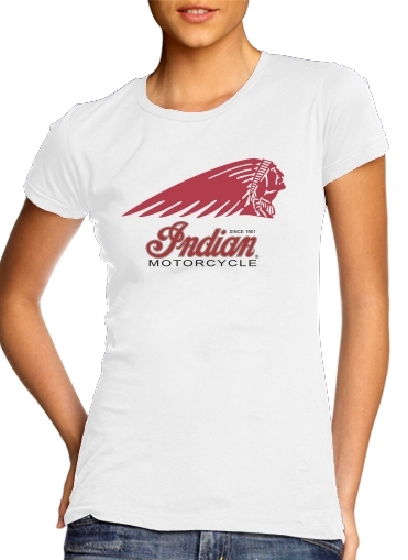  Motorcycle Indian para T-shirt branco das mulheres