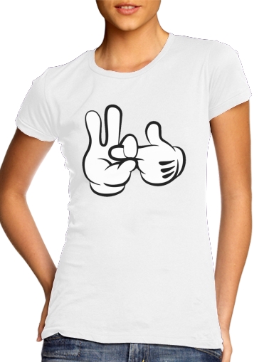  Mouse finger fuck para T-shirt branco das mulheres