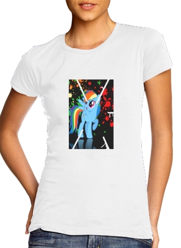  My little pony Rainbow Dash para T-shirt branco das mulheres