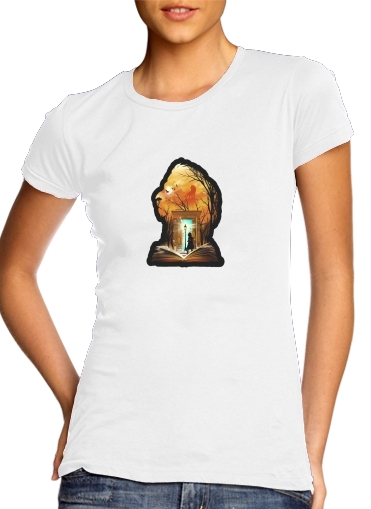  Narnia BookArt para T-shirt branco das mulheres