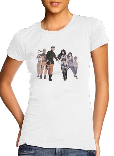  Naruto x Hinata para T-shirt branco das mulheres