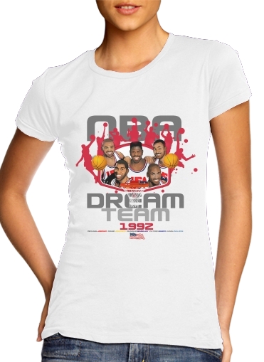  NBA Legends: Dream Team 1992 para T-shirt branco das mulheres