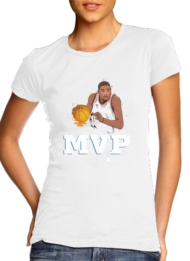  NBA Legends: Kevin Durant  para T-shirt branco das mulheres