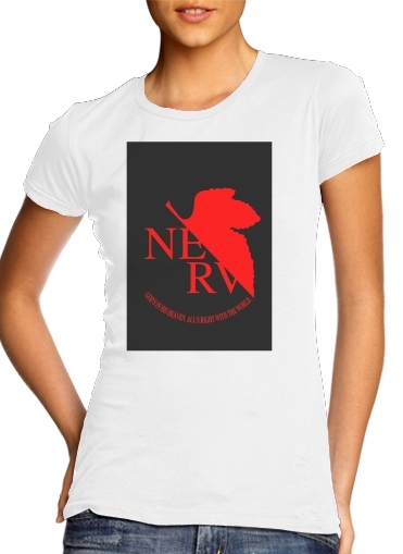  Nerv Neon Genesis Evangelion para T-shirt branco das mulheres