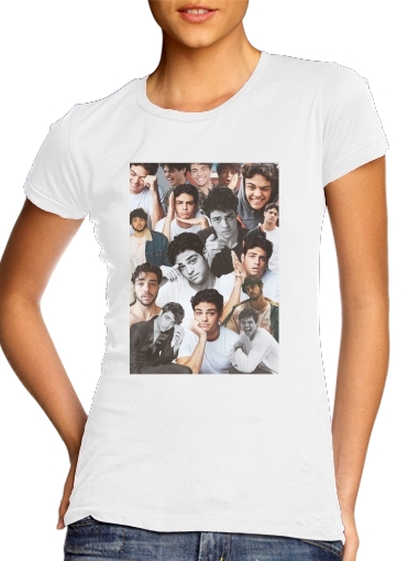  Noah centineo collage para T-shirt branco das mulheres