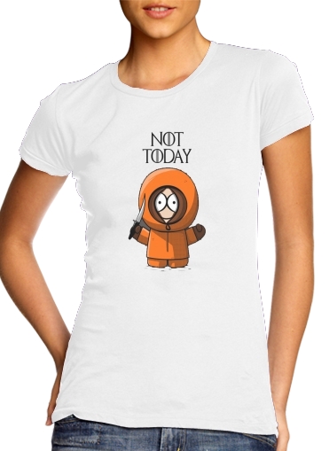  Not Today Kenny South Park para T-shirt branco das mulheres