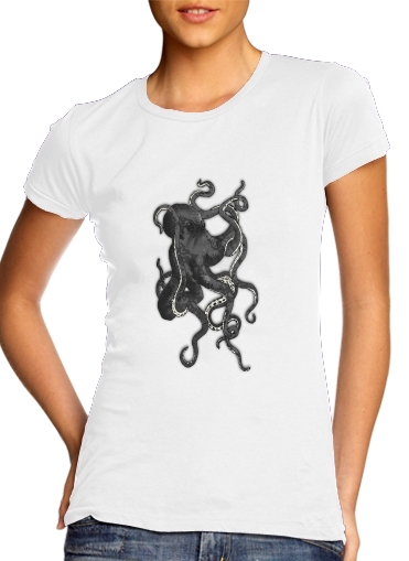  Octopus para T-shirt branco das mulheres