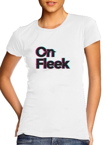 On Fleek para T-shirt branco das mulheres