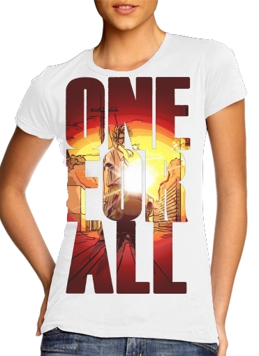  One for all sunset para T-shirt branco das mulheres