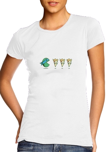  Pac Turtle para T-shirt branco das mulheres