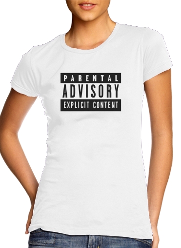  Parental Advisory Explicit Content para T-shirt branco das mulheres