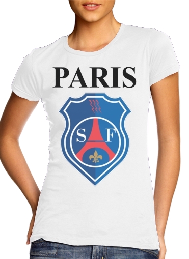  Paris x Stade Francais para T-shirt branco das mulheres