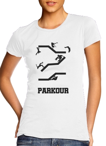  Parkour para T-shirt branco das mulheres