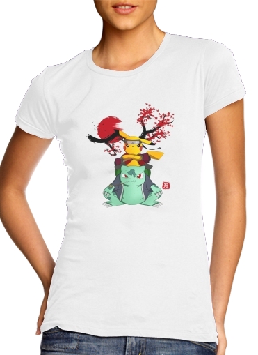  Pikachu Bulbasaur Naruto para T-shirt branco das mulheres