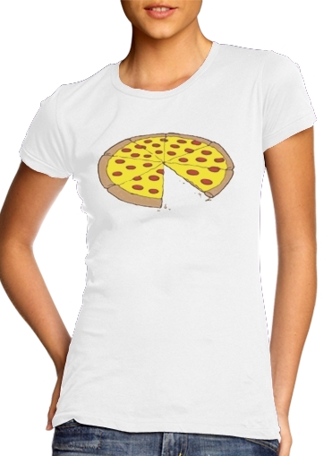 purple- Pizza Delicious para T-shirt branco das mulheres