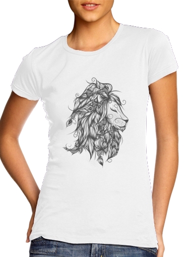  Poetic Lion para T-shirt branco das mulheres