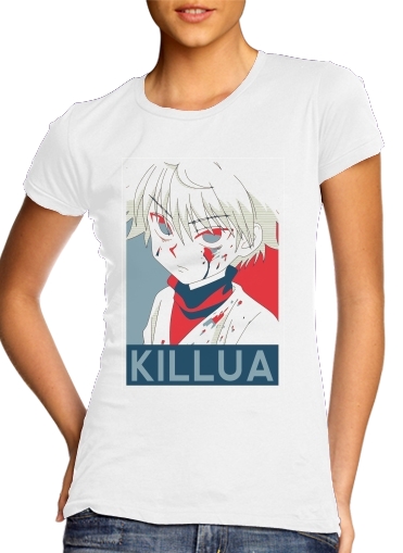  Propaganda killua Kirua Zoldyck para T-shirt branco das mulheres