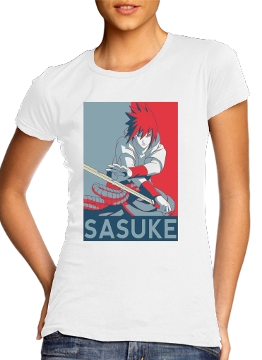  Propaganda Sasuke para T-shirt branco das mulheres