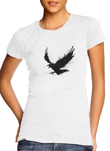  Raven para T-shirt branco das mulheres