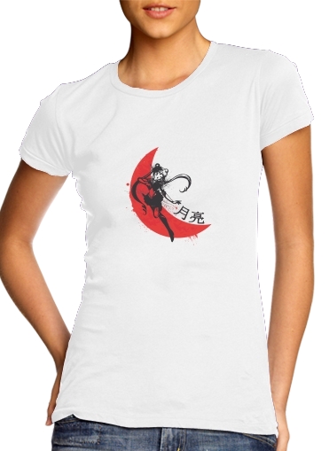  RedSun : Moon para T-shirt branco das mulheres