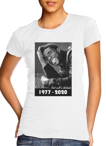  RIP Chadwick Boseman 1977 2020 para T-shirt branco das mulheres