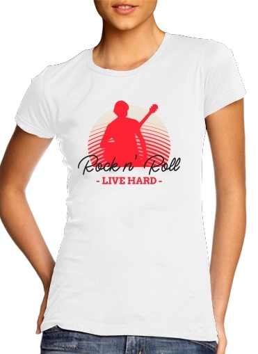  Rock N Roll Live hard para T-shirt branco das mulheres