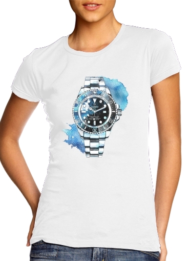  Rolex Watch Artwork para T-shirt branco das mulheres