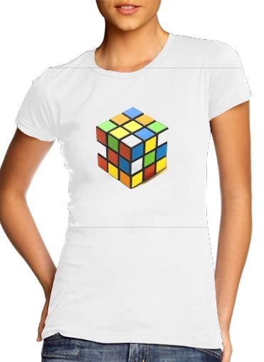  Rubiks Cube para T-shirt branco das mulheres