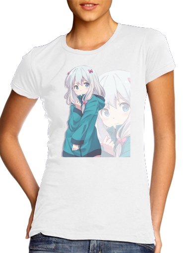 purple- Sagiri izumi para T-shirt branco das mulheres