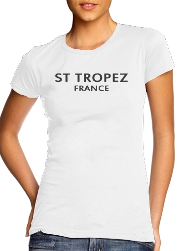  Saint Tropez France para T-shirt branco das mulheres