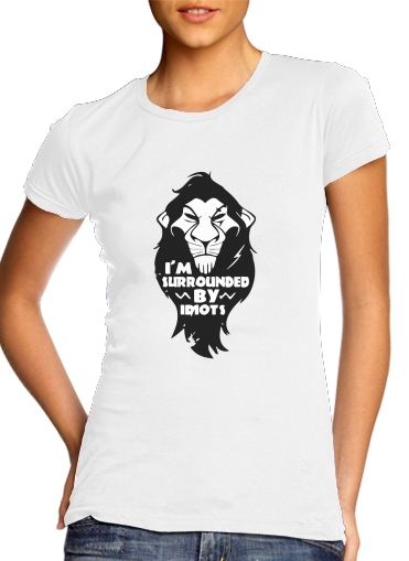  Scar Surrounded by idiots para T-shirt branco das mulheres
