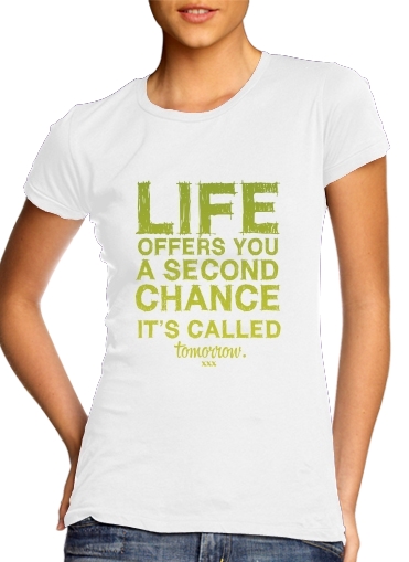  Second Chance para T-shirt branco das mulheres