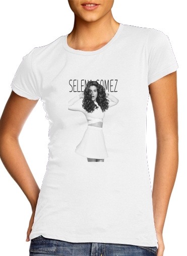  Selena Gomez Sexy para T-shirt branco das mulheres