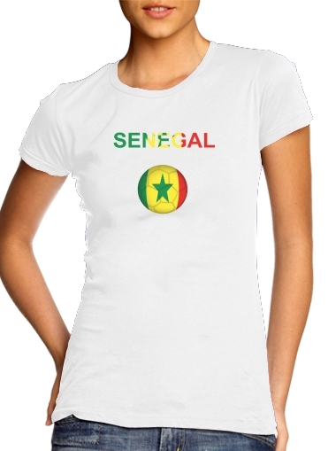  Senegal Football para T-shirt branco das mulheres