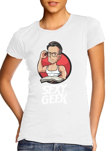  Sexy geek para T-shirt branco das mulheres
