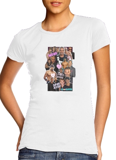  Shemar Moore collage para T-shirt branco das mulheres