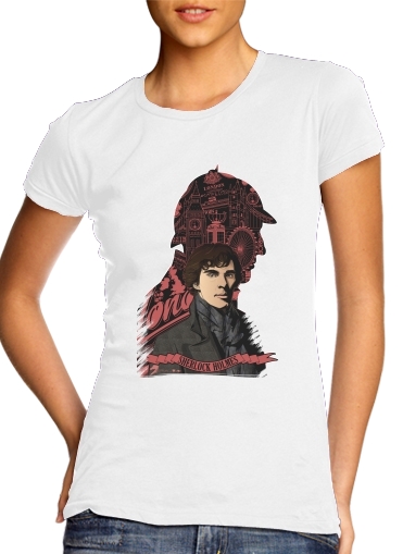  Sherlock Holmes para T-shirt branco das mulheres