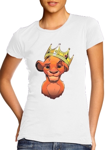  Simba Lion King Notorious BIG para T-shirt branco das mulheres