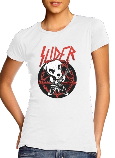  Slider King Metal Animal Cross para T-shirt branco das mulheres