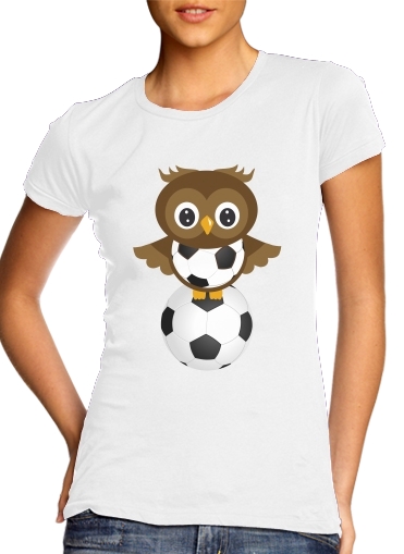  Soccer Owl para T-shirt branco das mulheres