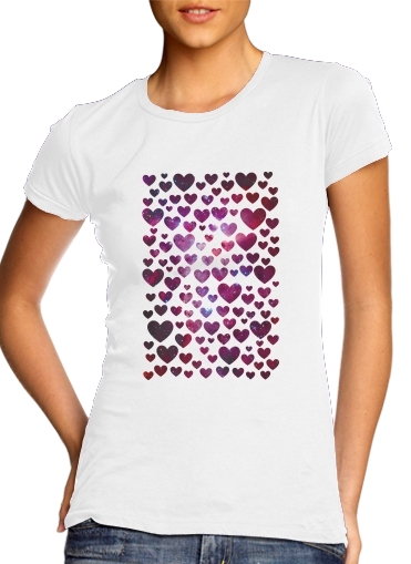  Space Hearts para T-shirt branco das mulheres